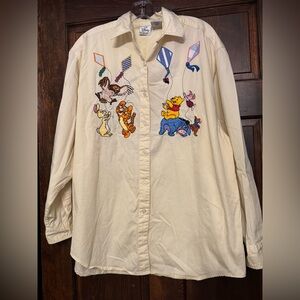 Vintage Disney Store Winnie The Pooh & Friends Embroidered Fly A Kite Button XL